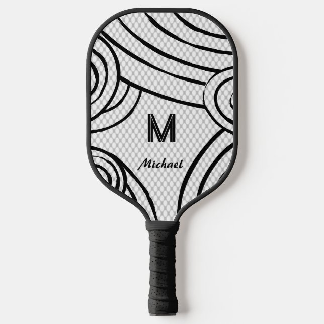Palas De Pickleball NeonLine 1 White Editable Name & Initials (Anverso)