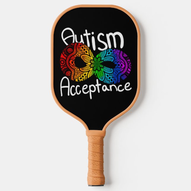 Palas De Pickleball Neurodiversidad Autismo Aceptación Botón Arcoiris (Anverso)