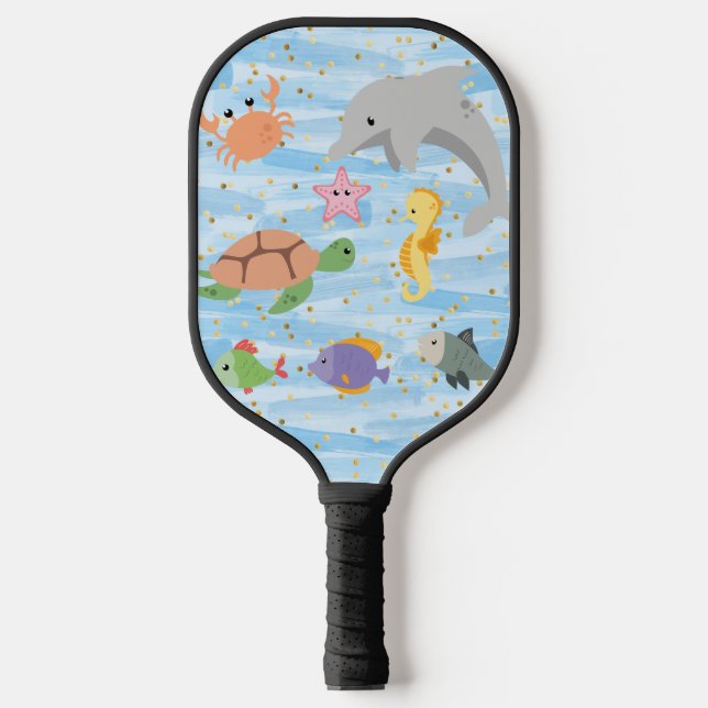Palas De Pickleball Niños divertidos lindos animales marinos estrella  (Anverso)