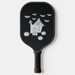 Palas De Pickleball Noche de Halloween con casa embrujada, murciélagos