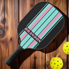 Palas De Pickleball Noche Retro Tablón Prismático Rayas con Nombre