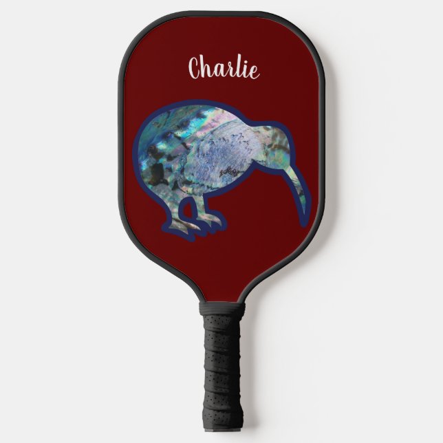 PALAS DE PICKLEBALL NOMBRADO PERSONALIZADO DE NZ SHINY PAUA KIWI BIRD  (Anverso)