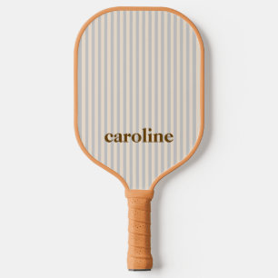 Palas De Pickleball Nombre a rayas Estética minimalista Preppy Neutral