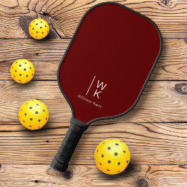 Palas De Pickleball Nombre básico del monograma rojo + iniciales