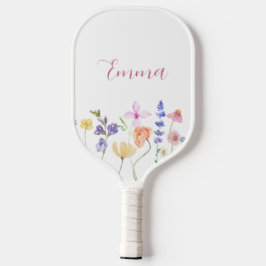 Palas De Pickleball Nombre de acuarela Flor silvestre Minimalista Boho