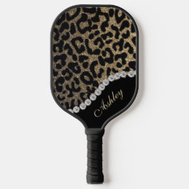 Palas De Pickleball Nombre de adición de Purpurina de diamantes y leop