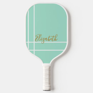 Palas De Pickleball Nombre de costumbre minimalista verde de menta sim
