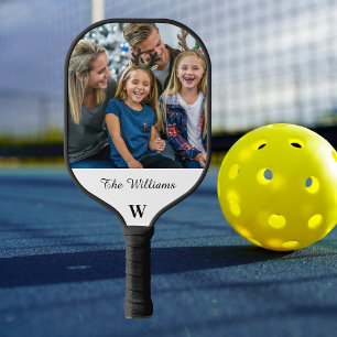 Palas De Pickleball Nombre de familia monograma de fotografía familiar