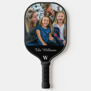 Palas De Pickleball Nombre de familia monograma de fotografía familiar