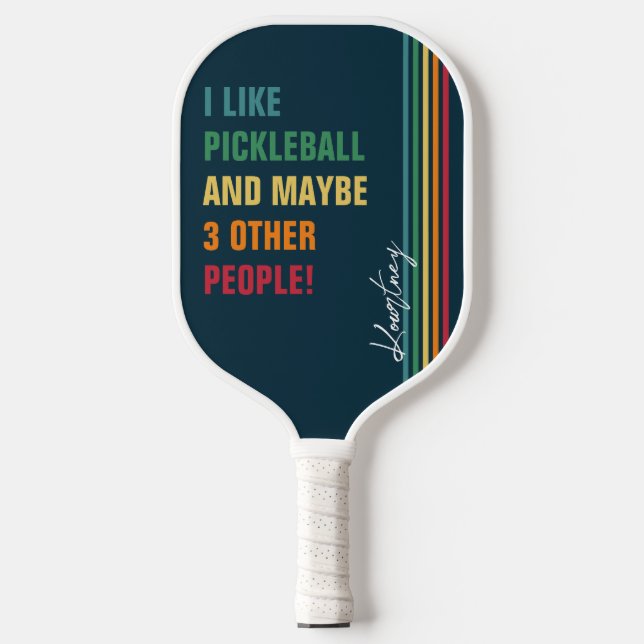 Palas De Pickleball Nombre de guión de la banda arco iris retro de cit (Anverso)