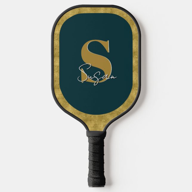 Palas De Pickleball Nombre de guión de monograma elegante personalizad (Anverso)