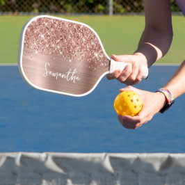 Palas De Pickleball Nombre de guión de oro de Rosa Purpurinoso