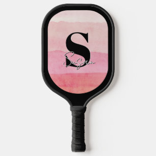 Palas De Pickleball Nombre de guión rosado de monograma personalizado