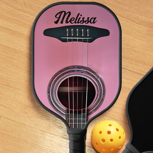 Palas De Pickleball Nombre de instrumento de guitarra acústica rosa (pink acoustic guitar pickleball paddle)