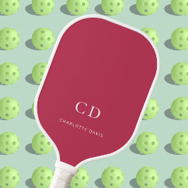 Palas De Pickleball Nombre de las iniciales del monograma blanco magen