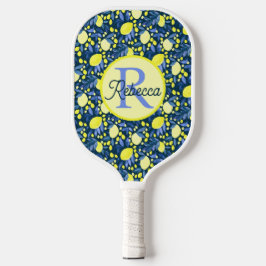 Palas De Pickleball Nombre de monograma chic limones cítricos rústicos