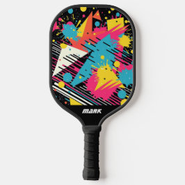 Palas De Pickleball Nombre de monograma con patrón de salpicaduras ret