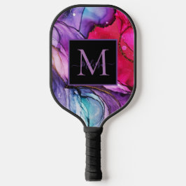 Palas De Pickleball Nombre de monograma de mármol colorido moderno