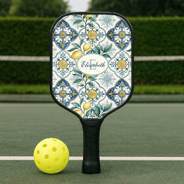 Palas De Pickleball Nombre de monograma de patrón de limón de país de 