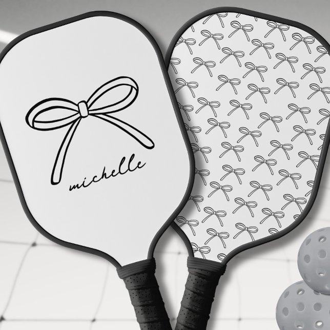 Palas De Pickleball Nombre de monograma de plegado de Bonito personali (Personalized Pretty Bow Monogram Name Pickleball Paddle)