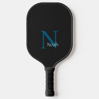 Palas De Pickleball Nombre de monograma del Personalizado azul negro m