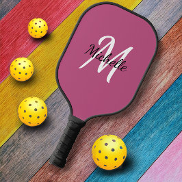 Palas De Pickleball Nombre de monograma rosado crudo + inicial