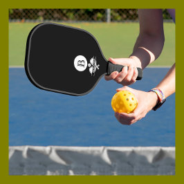 Palas De Pickleball Nombre de monograma único blanco negro