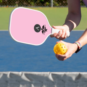 Palas De Pickleball Nombre de monograma único blanco rosado