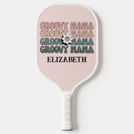 Palas De Pickleball Nombre de Retro Groovy Mama Modern Boho Colores