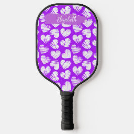 Palas De Pickleball Nombre de San Valentín del corazón morado moderno