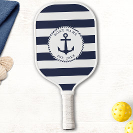Palas De Pickleball Nombre del barco Navy Bandas Blancas Azules Anclaj