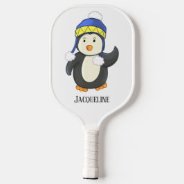Palas De Pickleball Nombre del Gorra de invierno pingüino en azul y am