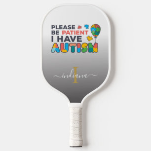Palas De Pickleball Nombre del guión de aviso de autismo monograma