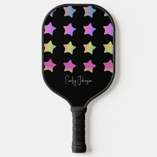 Palas De Pickleball Nombre del guión negro de las estrellas del arco i (Anverso)
