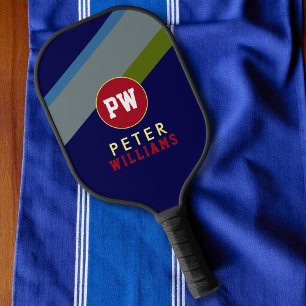 Palas De Pickleball Nombre del jugador en azul rayado