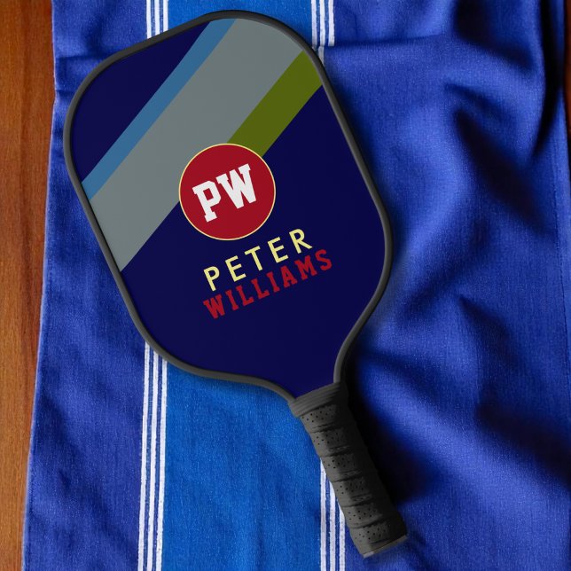 Palas De Pickleball Nombre del jugador en azul rayado (Subido por el creador)