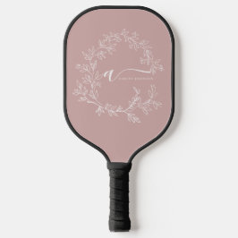 Palas De Pickleball Nombre del Monograma de Rubor Dusty Pink Moderne S