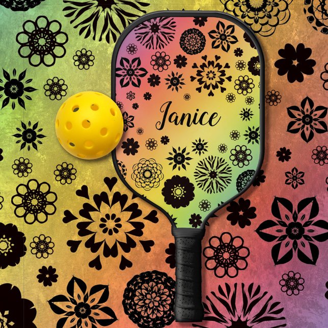 Palas De Pickleball Nombre del Personalizable arcoiris de Guay con flo (Subido por el creador)