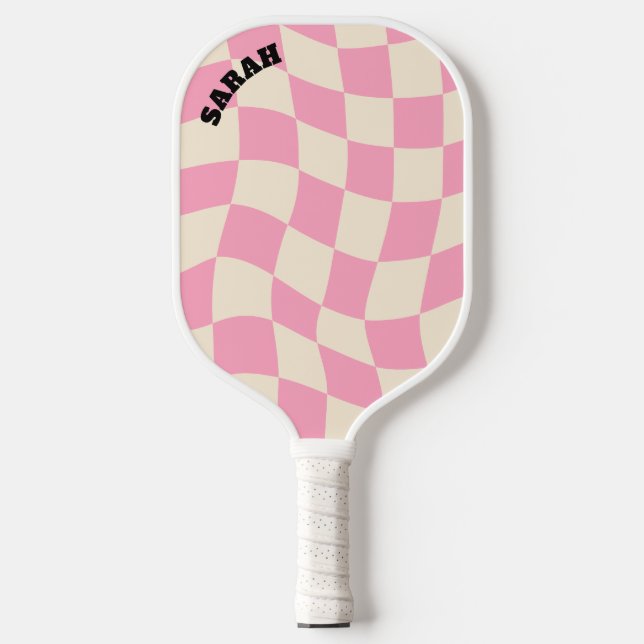 Palas De Pickleball Nombre del Personalizable retro Groovy de tablero  (Anverso)