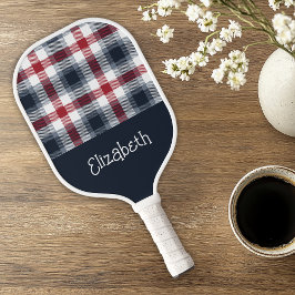 Palas De Pickleball Nombre del tartán rojo blanco y azul