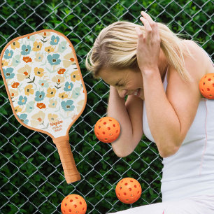 Palas De Pickleball Nombre del texto del Personalizado del patrón flor