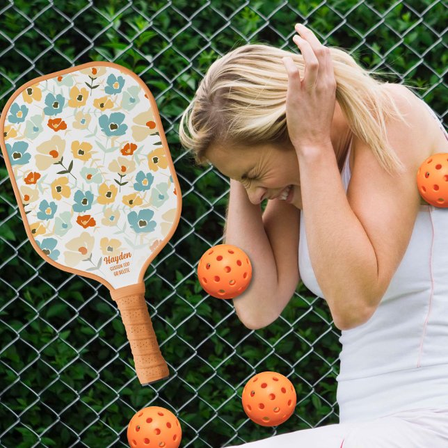Palas De Pickleball Nombre del texto del Personalizado del patrón flor (Subido por el creador)