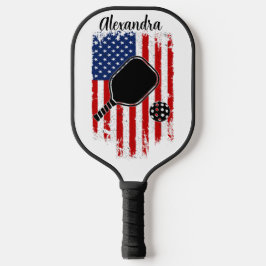 Palas De Pickleball Nombre editable de Estrellas y Bandera de bandas c