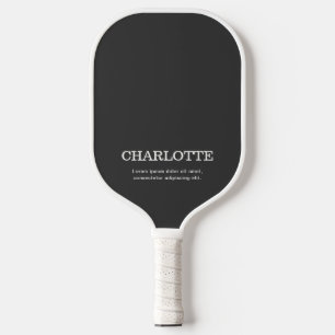 Palas De Pickleball Nombre Elegante Minimal Negro