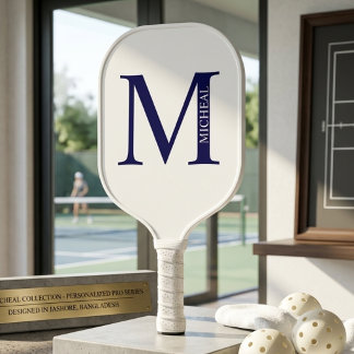 Palas De Pickleball Nombre elegante y monograma personalizado