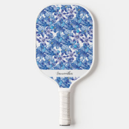 Palas De Pickleball Nombre Floral Azul Paddle