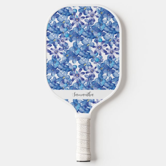 Palas De Pickleball Nombre Floral Azul Paddle (Anverso)