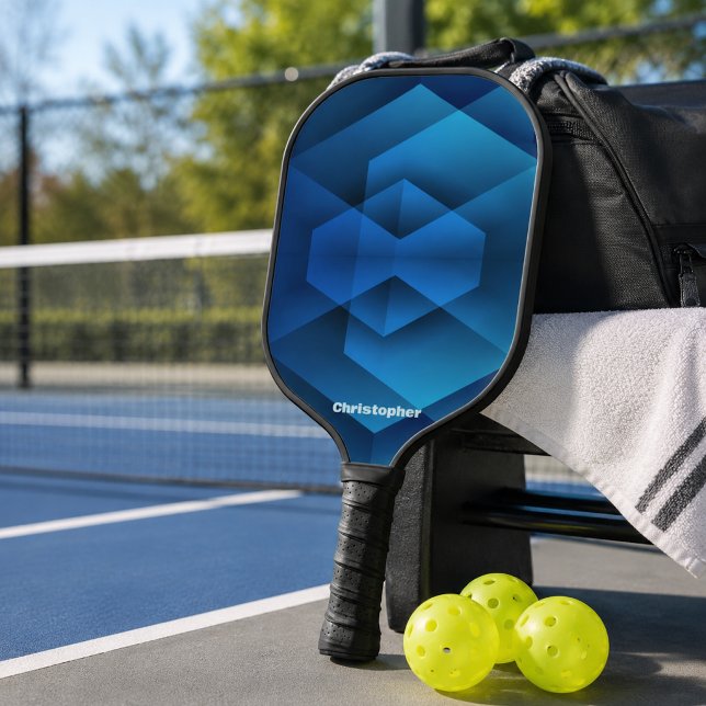 Palas De Pickleball Nombre Geométrico Azul Moderno (Subido por el creador)