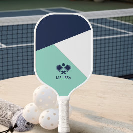 Palas De Pickleball Nombre geométrico de verano costero en azul marino