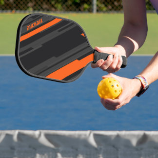 Palas De Pickleball Nombre Geométrico Naranja Negro Moderno